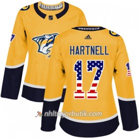 Dame Ishockey Nashville Predators Tröja Scott Hartnell 17 Adidas 2017-2018 Guld USA Flag Fashion Authentic